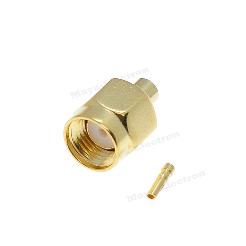 RP-SMA male jack straight connector solder for RG405 .086'' Semi-Rigid Cable 50Ohm