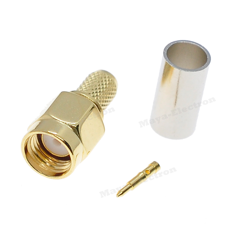 SMA male plug connector Crimp for RG58 LMR195 RG142 RG400 Coaxial Cable